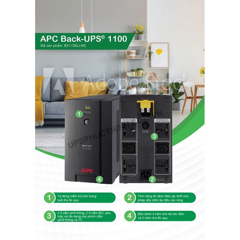 Bộ Lưu Điện APC 1100VA -550Watts Chính Hãng- Trưng bày