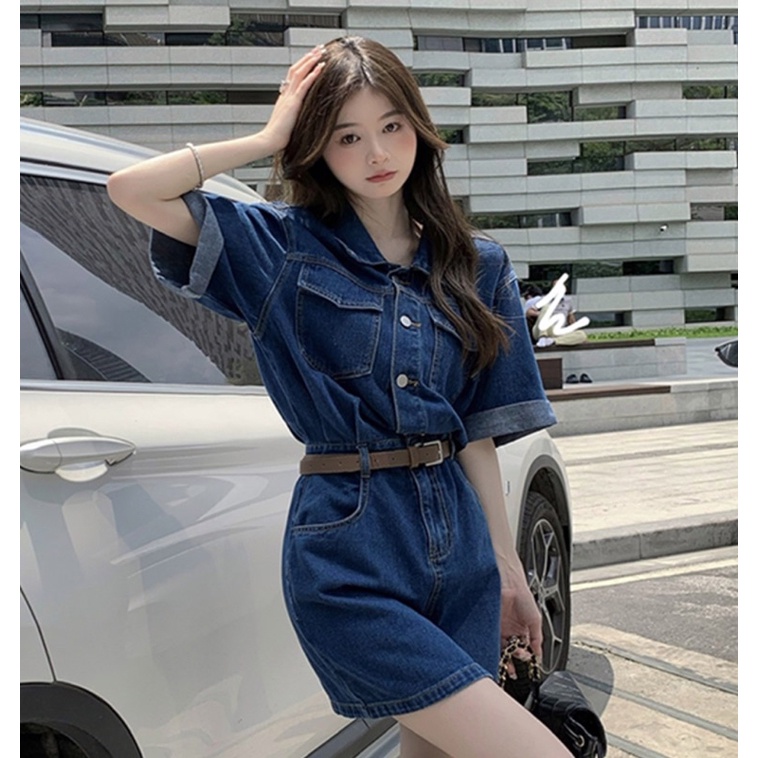 Váy Denim Jeans Quảng Châu (loại 1) kèm nịt, Đầm Yếm Denim mẫu mới 2022