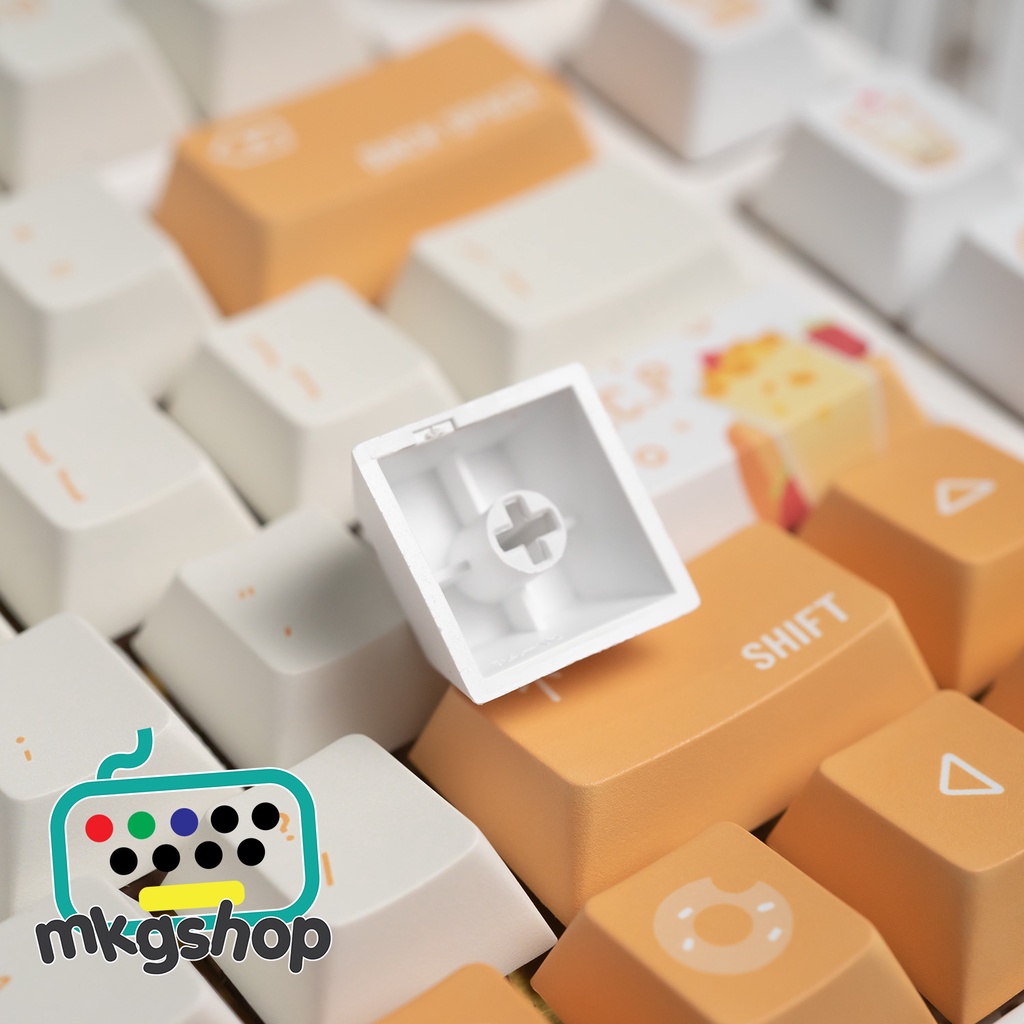 Keycap Mango Juice sinh tố xoài, nhựa PBT in nhiệt, 132 nút bàn phím cơ, cherry profile