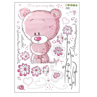 Decal Dán Tường Hình Gấu Hồng