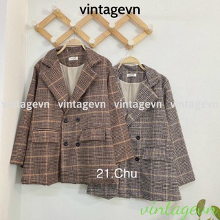 {vintagevn} áo blazer dạ kẻ blazer loại 1 freeship