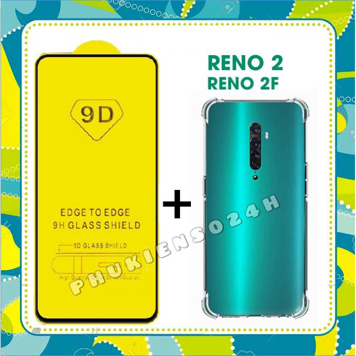 Bộ Kính Cường Lực Full Màn Hình + Ốp lưng chống sốc 4 cạnh OPPO RENO 2 - RENO 2F