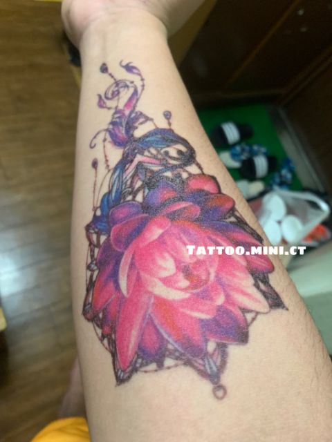 Hình xăm tatoo hoa súng size vừa xqb030