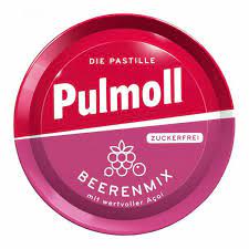 Zuckerfei Pulmoll Beerenmix Lozenges  Hộp 50g / KẸO PULMOLL / PUL MOL / VIÊN NGẬM ĐỨC PULMOLL MÀU ĐỎ