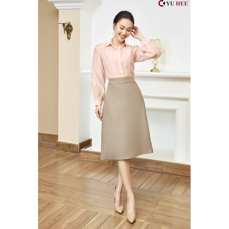Chân váy xòe chữ A chéo nhật trơn qua gối cao cấp YuHee | BigBuy360 - bigbuy360.vn