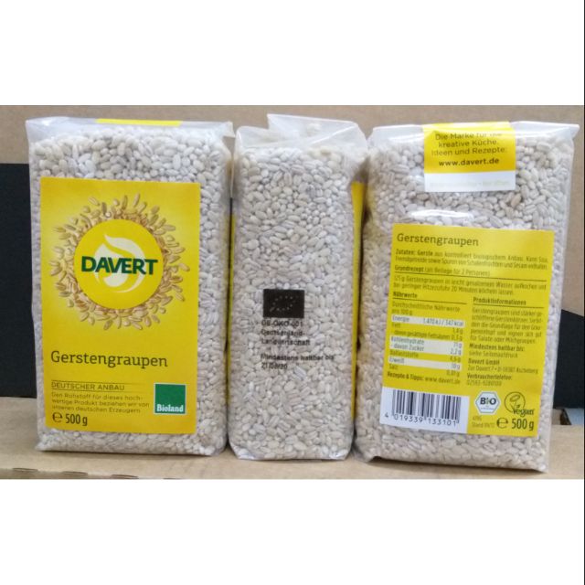 Hạt đại mạch hữu cơ Davert 500g