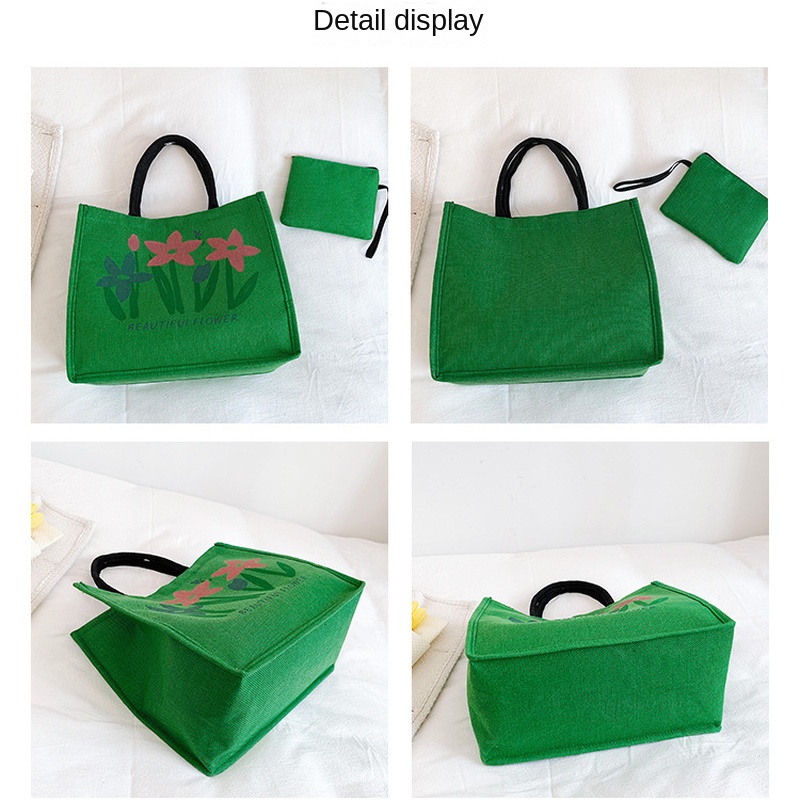 Phiên bản Hàn Quốc mới của túi vải có dung tích lớn cầm tay thông thường in họa tiết đơn giản