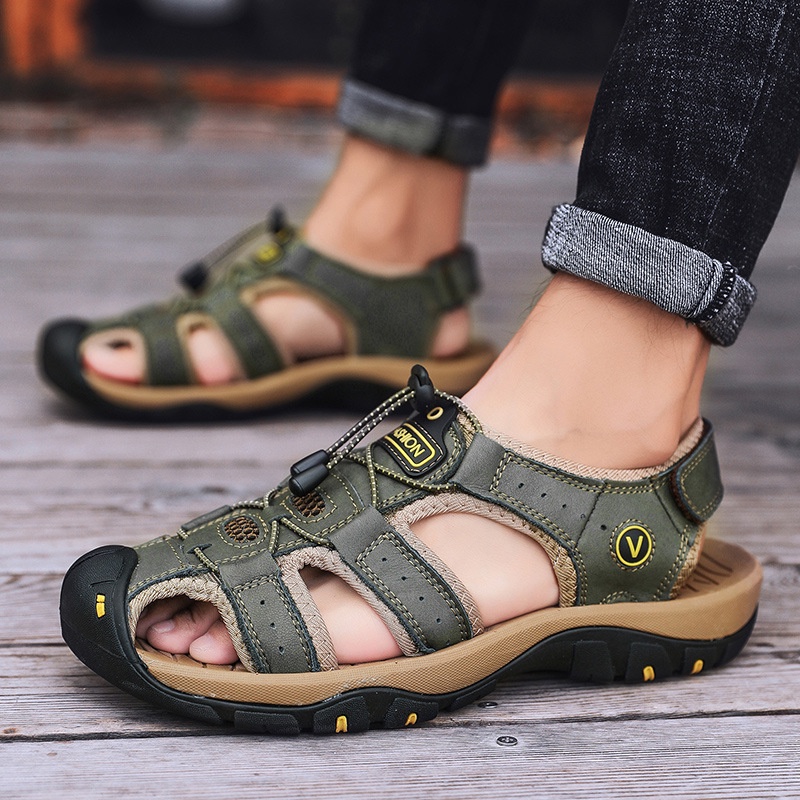 Giày Sandal Da Bò Thật Thời Trang Hè Cho Nam