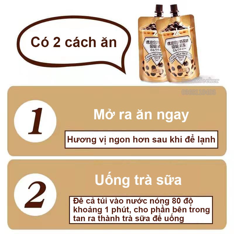 (  Hàng Sẵn ) Trà Sữa Trân Châu 2 vị Trà sữa và Mật hoa linh chi túi 110gr- Đồ Ăn Vặt Trung Quốc - Trà Sữa