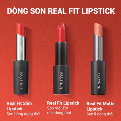 [Mã COSIF05 giảm 10% đơn 400K] Son môi ẩm mượt innisfree Real Fit Shine Lipstick 3.3g