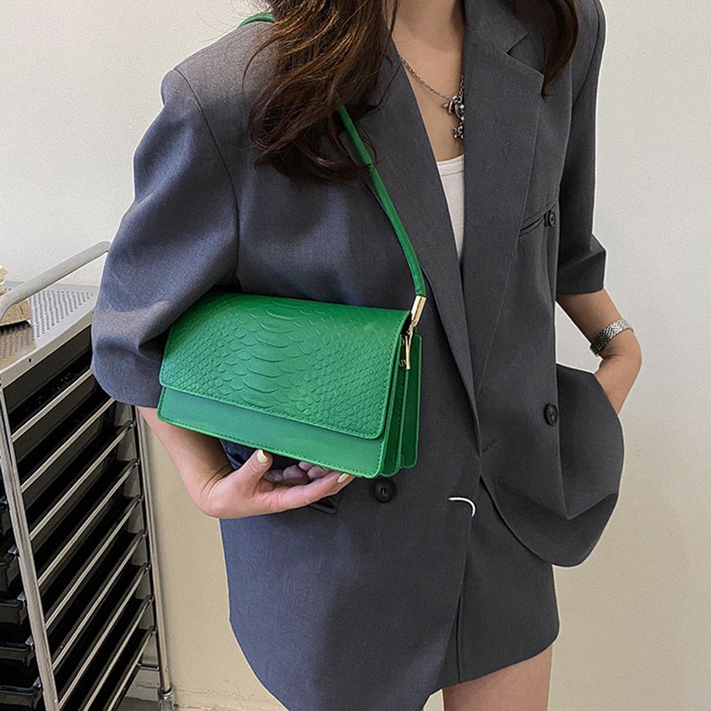 Túi đeo vai IELGY họa tiết da cá sấu phong cách cổ điển thời trang cho nữ