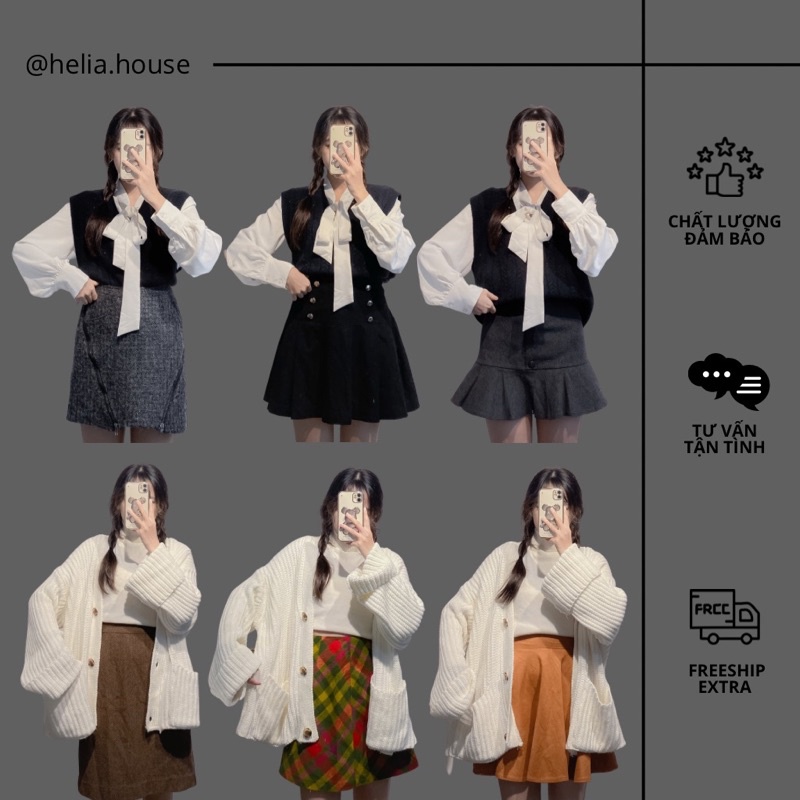 Chân váy dạ ngắn thu đông 2hand si tuyển Hàn Nhật - Helia House