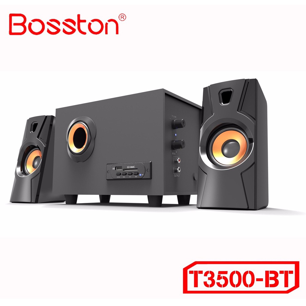 Loa vi tính 2.1 BOSSTON T3500-BT LED RGB Chính hãng (Bluetooth, USB, Thẻ nhớ) âm thanh cực hay siêu bền  bh 12 tháng