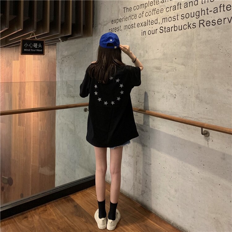 Áo thun Phản Quang Tay lỡ nam nữ Vòng Sao