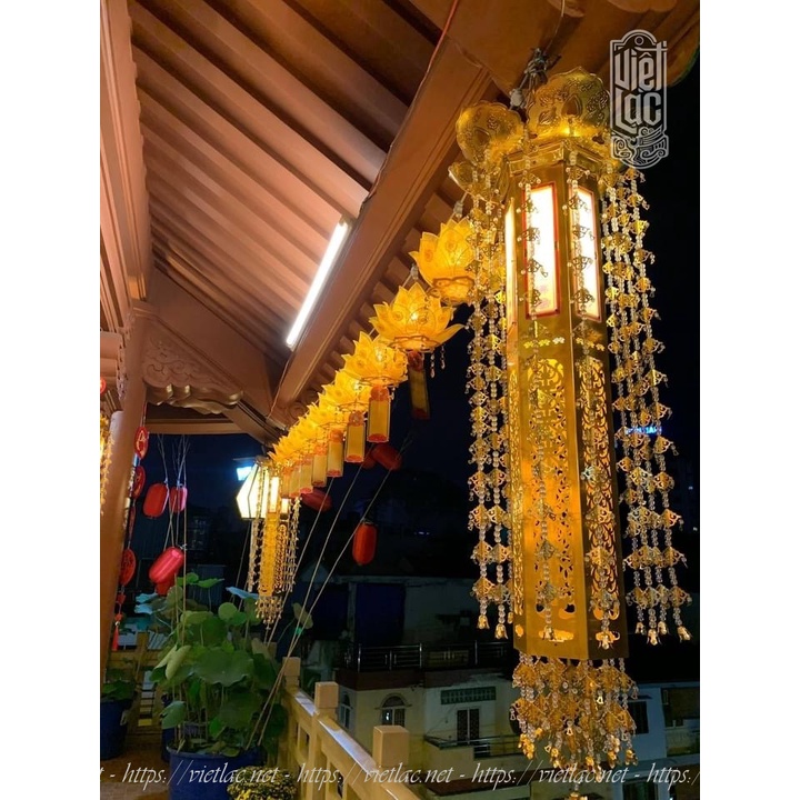 Dây đèn hoa sen treo trang trí đình, chùa, điện dài 4,5m