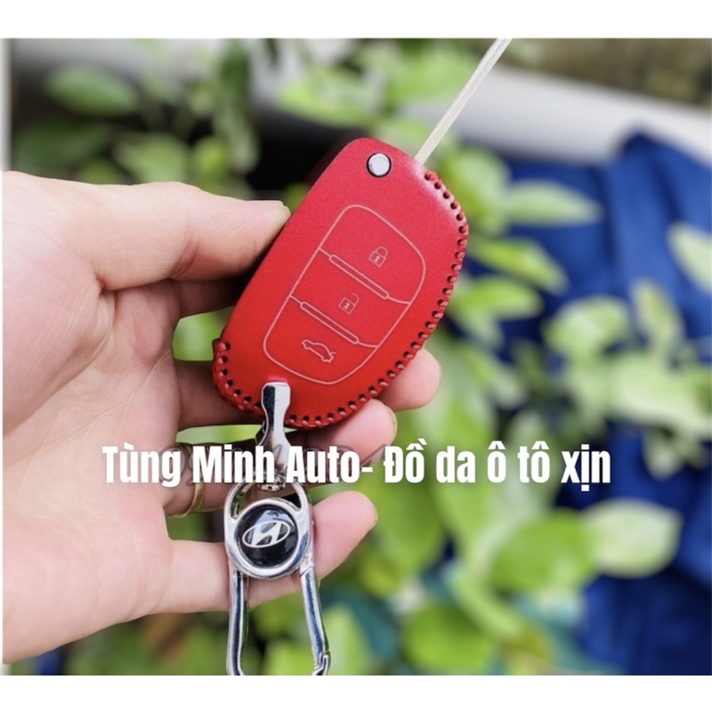 Bao Da Chìa Khóa Hyundai I10, Elantra, Tucson, Accent,solati chìa gập điện, bọc chìa khoá da thật , khắc tên sđt