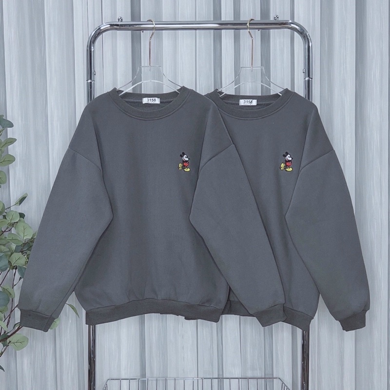 Áo sweater nỉ bông thêu form rộng