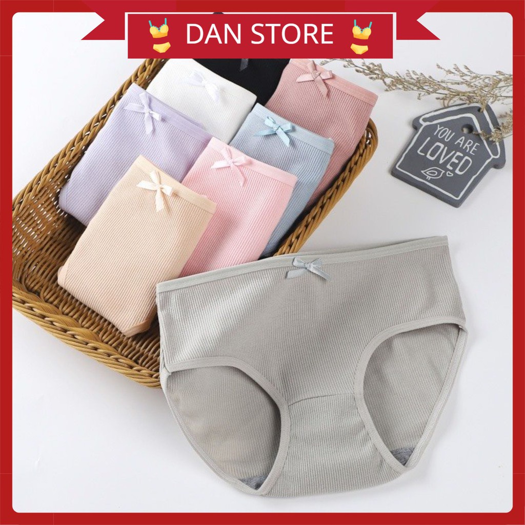 Quần Lót Nữ Cotton gân tăm kháng khuẩn thoáng mát tôn dáng đính nơ xinh mẫu A08