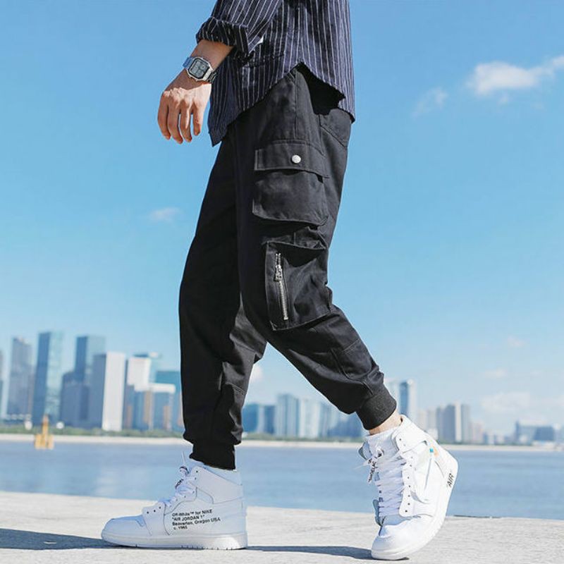 Quần Jogger Túi Hộp Nam Nữ HIPHOP STREETWEAR Cạp Chun Ống Bo Chun Túi Hộp Khoá Zip Giá Rẻ