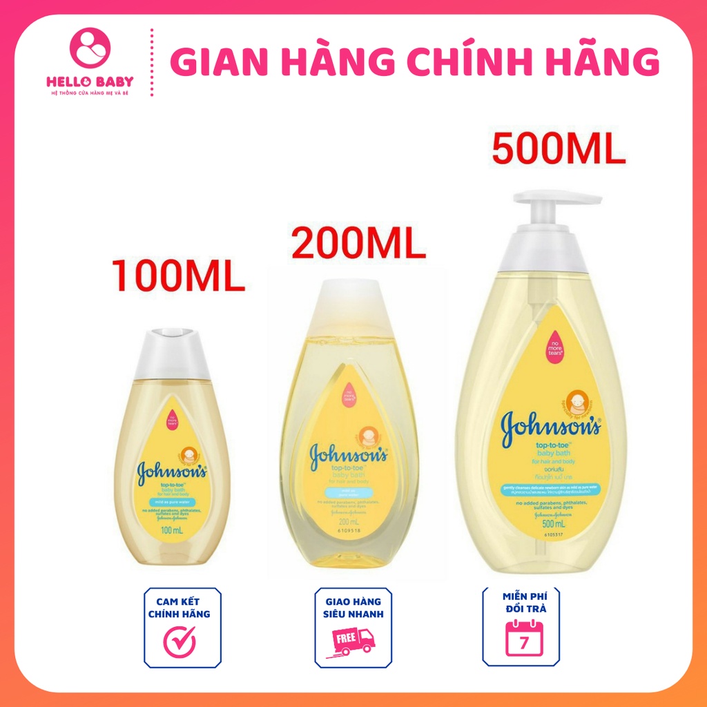 Sữa tắm gội toàn thân Johnson's top to toe 100ml/200ml/500ml