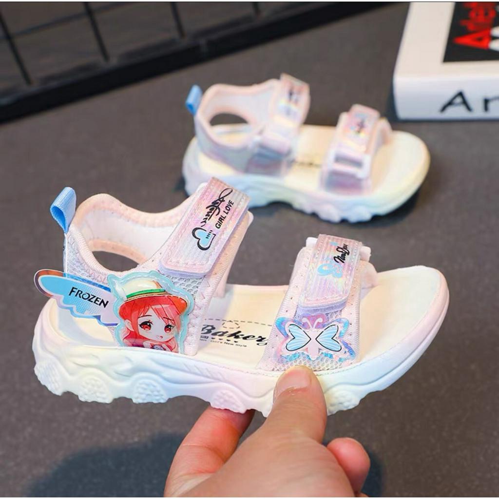 sandal đi học bé gái dép quai hậu cho bé gái đế chống trượt quai ngang vải đế êm QCCC full hộp D7 Y7