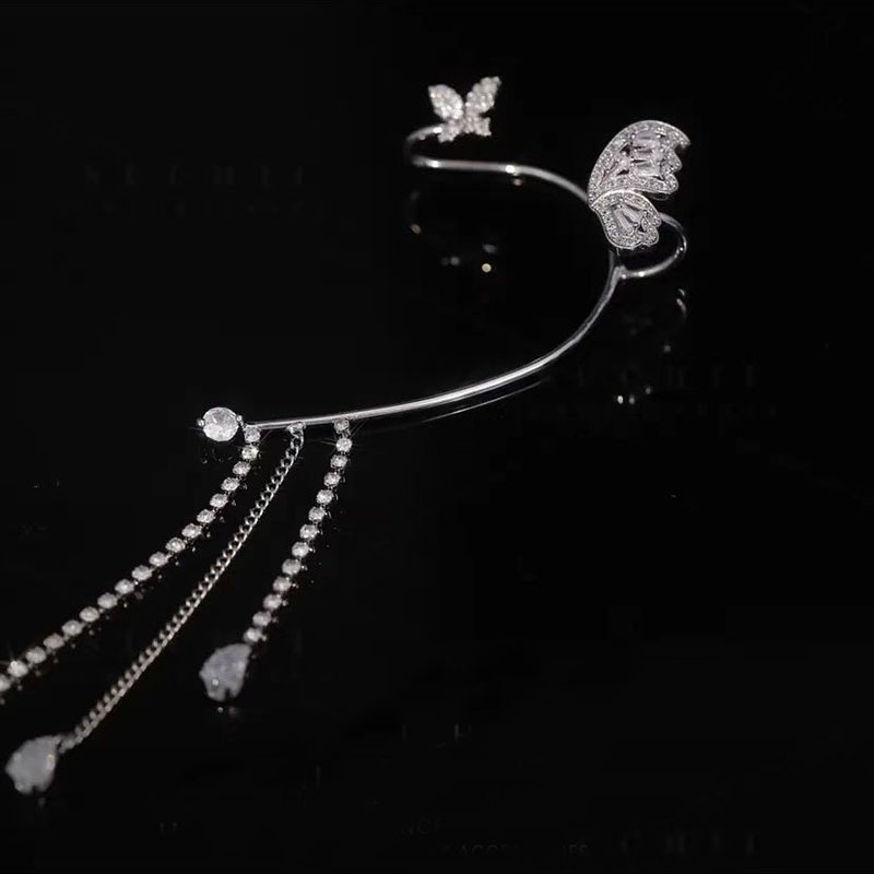 Bông Tai Dạng Kẹp Hình Bướm Đính Đá Thông Minh Thời Trang Không Cần Xỏ Lỗ