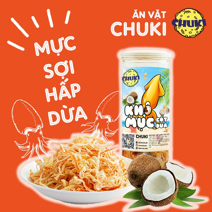 Khô mực xé sợi hấp nước cốt dừa hũ 300g ChuKi đồ ăn vặt Saigon