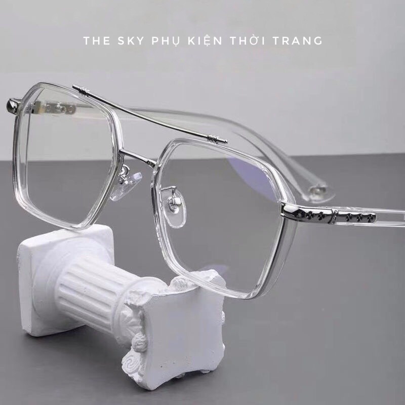 Kính Mát Thời Trang Nam Nữ Mắt Vuông ⚡ Gọng Kim Loại ⚡ Chống Ánh Sáng Xanh Phong Cách Hàn Quốc
