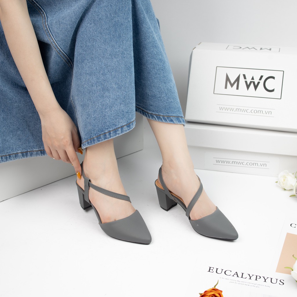 Giày Sandal Cao Gót MWC Đế Vuông 5CM Quai Chéo Siêu Xinh NUCG- 3593