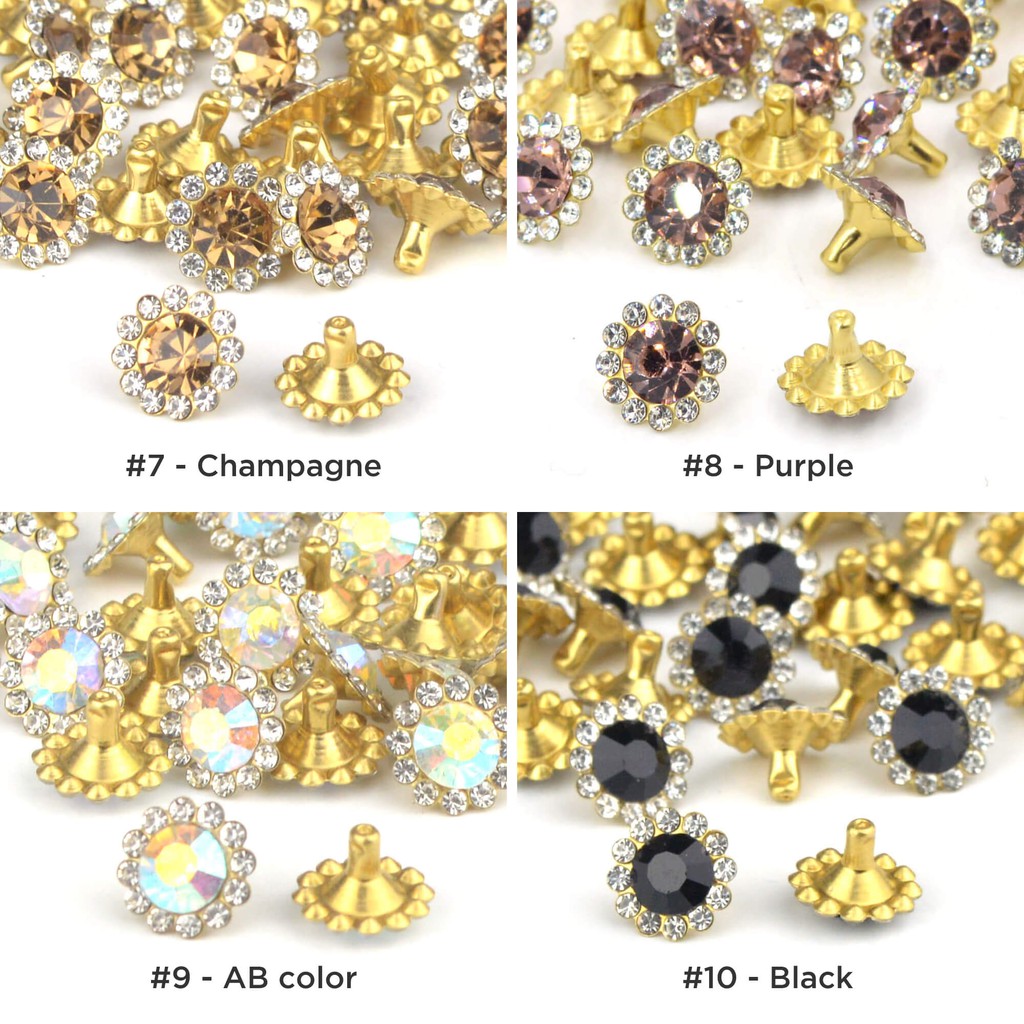 30 Bộ Đinh Tán Đính Đá Pha Lê Trang Trí Đồ Da 11Mm