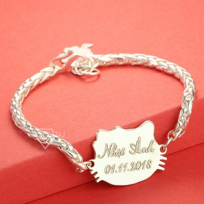 Lắc tay cho bé gái khắc tên hình Hello Kitty LTT0035 Trang Sức TNJ