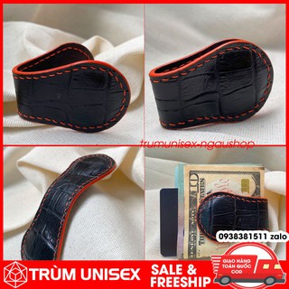 Kẹp tiền nam châm kẹp tiền da tiện lợi tròn có 2 nam châm vkt3979 hàng gia công handmade