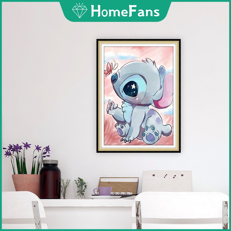 Bộ Tranh Đính Đá 5D Họa Tiết Hoạt Hình Stitch Độc Đáo Kích Thước 30x40cm/40x50cm DIY Dùng Trang Trí Nhà Cửa