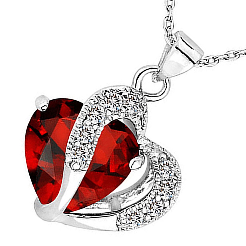 Dây chuyền hợp kim mặt hình trái tim khảm đá màu thanh lịch cho nữ