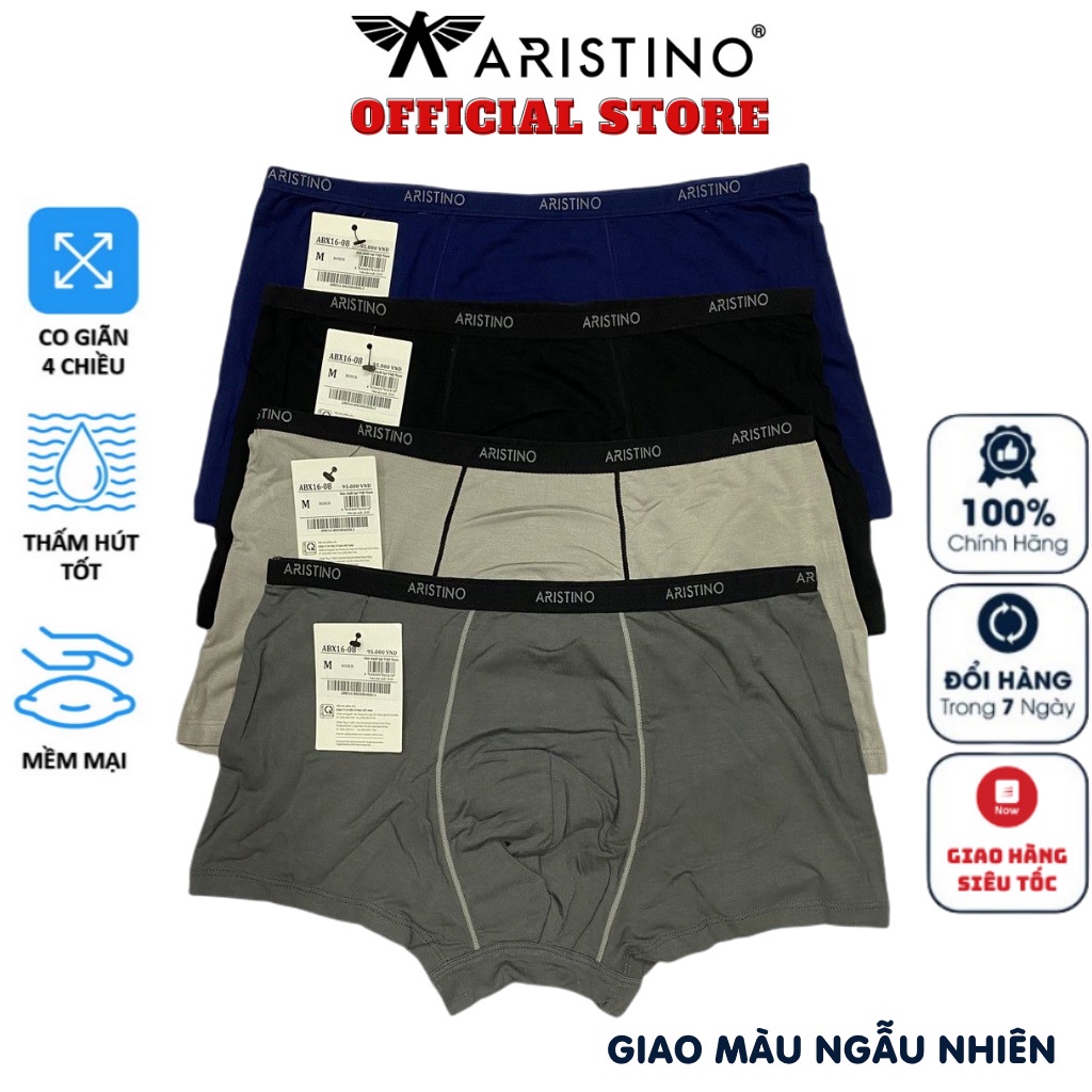 Sịp đùi quần lót nam boxer Aristino ABX16-08 quần xì chất liệu Bamboo mềm mại co giãn khử mùi không gây kích ứng da