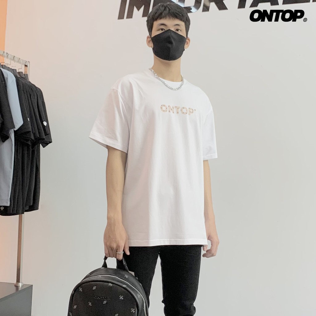 Áo thun local brand chính hãng ONTOP form rộng tay lỡ màu trắng, đen - Level