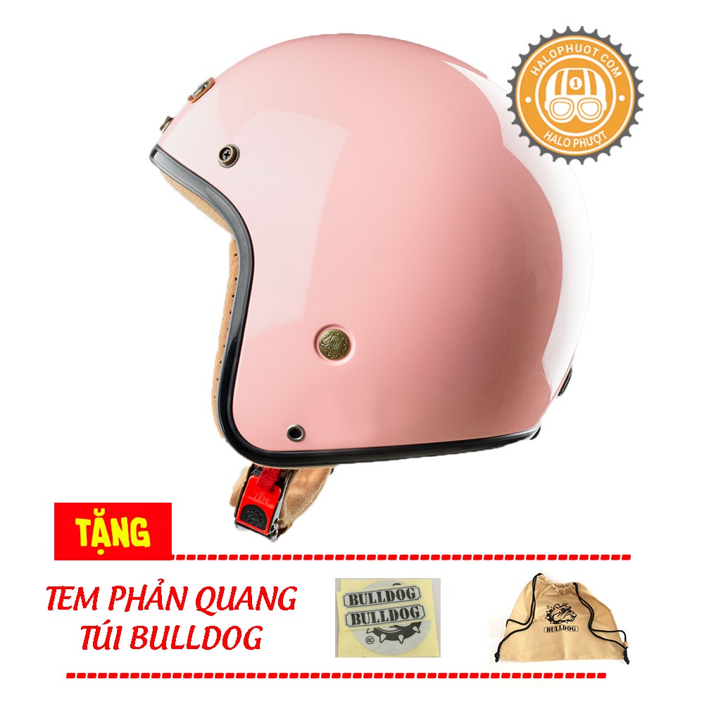 Mũ bảo hiểm 3/4 Bulldog 4U Hồng (tặng túi vải, balo rút, tem phản quang)