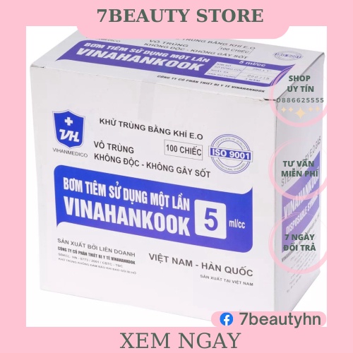 1 hộp Kim tiêm y tế 5cc 100c dùng trong spa thẫm mỹ viện lấy máu prp