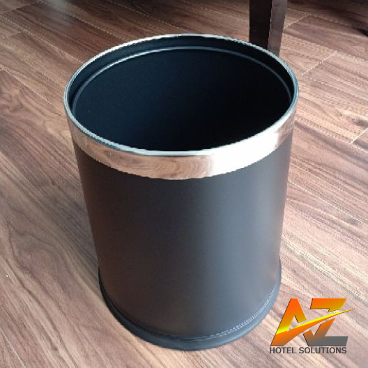 Thùng rác văn phòng inox 2 lớp màu đen đen chống bám vân tay cao cấp