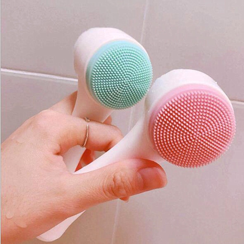 Cọ Rửa Mặt Silicone 3D Hai Mặt Mát Xa Tẩy Tế Bào Chết Tiện Dụng