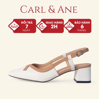 Carl & Ane - Giày cao gót mũi vuông gót hở cao 5cm màu trắng - CL009