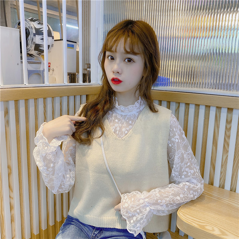 Áo Nữ Tay Dài Phối Ren Thời Trang Quyến Rũ Xinh Xắn
