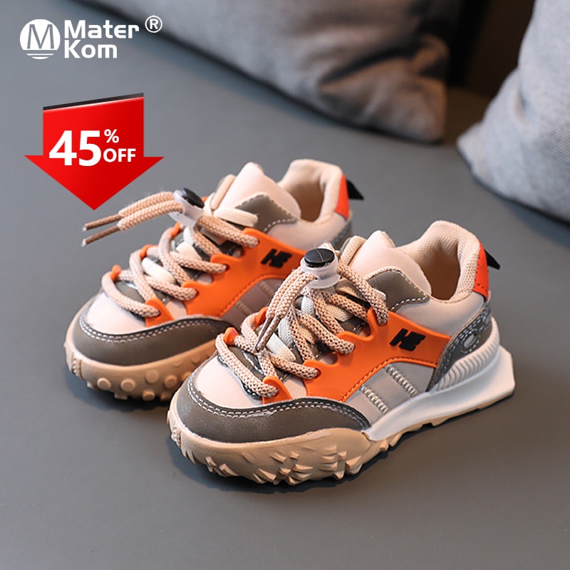 Giày Thể Thao Chống Trượt Có Dây Buộc Co Giãn Size 21-36 Thời Trang Cho Trẻ Em