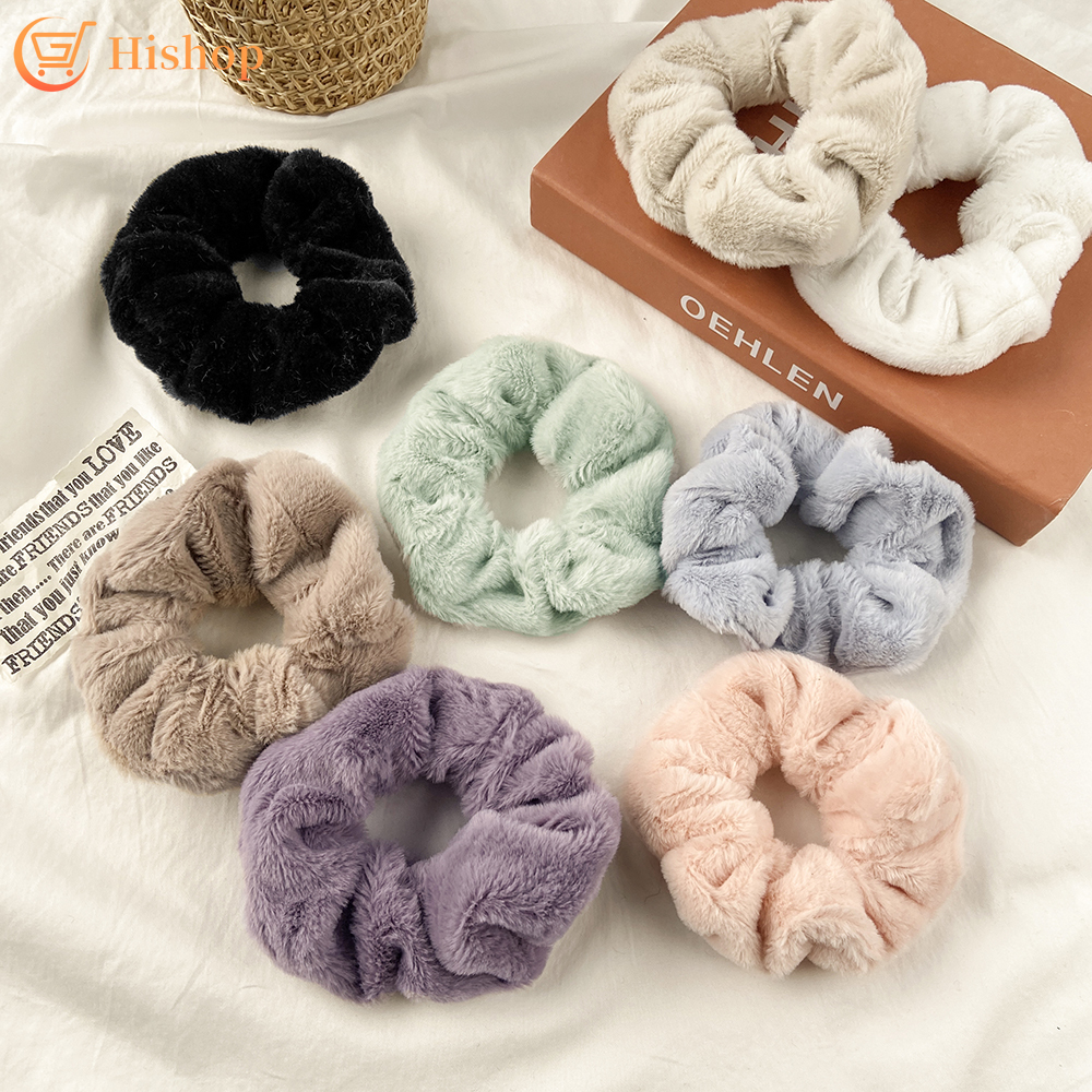 Hishop Dây Buộc Tóc Nhung Màu Trơn Phong Cách Hàn Quốc Cho Nữ