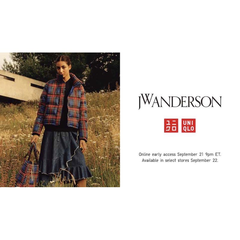 Áo phao lông vũ màu xanh kẻ dong Jwanderson đại hàn uniqlo cho nữ
