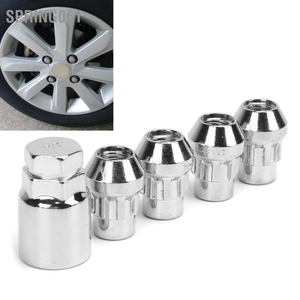 Spring061 4PCS Car Wheel Nut Locks M12x1.5MM 32MM Height Steel Universal Automobile Components