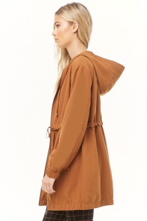 Áo Khoác F21 Thắt Eo Có Mũ Form Dài Polyeste - 0640