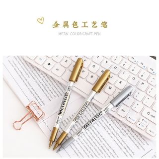 (Hình thật) Bút lông màu bạc/vàng