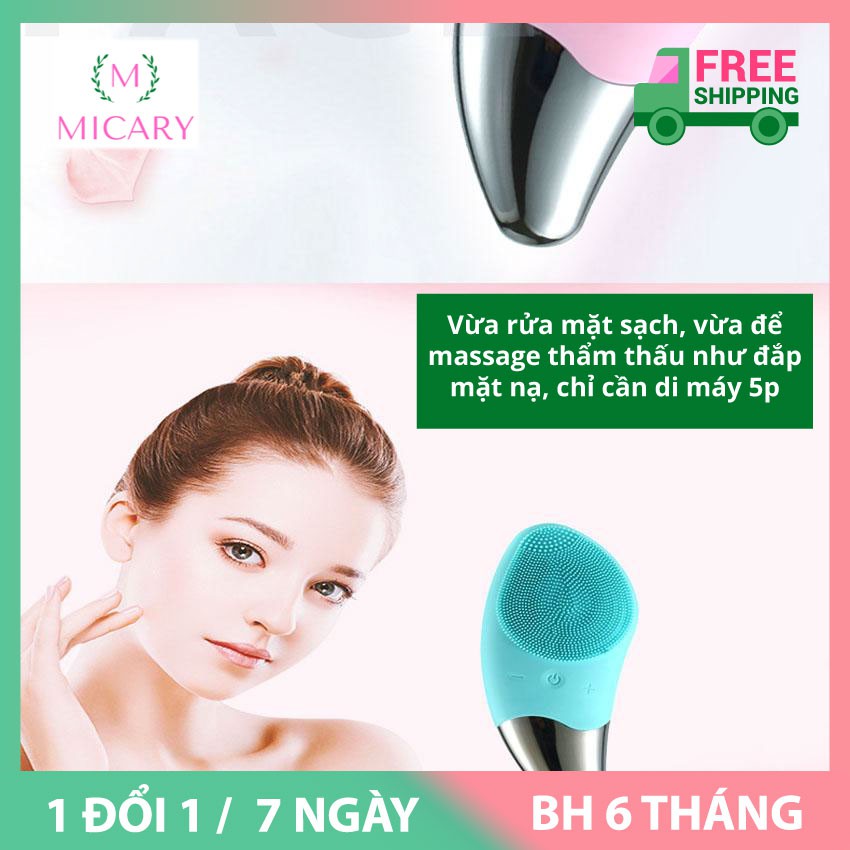 Máy rửa mặt massage da làm sạch silicon mini đa năng Sonic Facial Brush công nghệ sóng rung.Được tích hợp nhiều tí