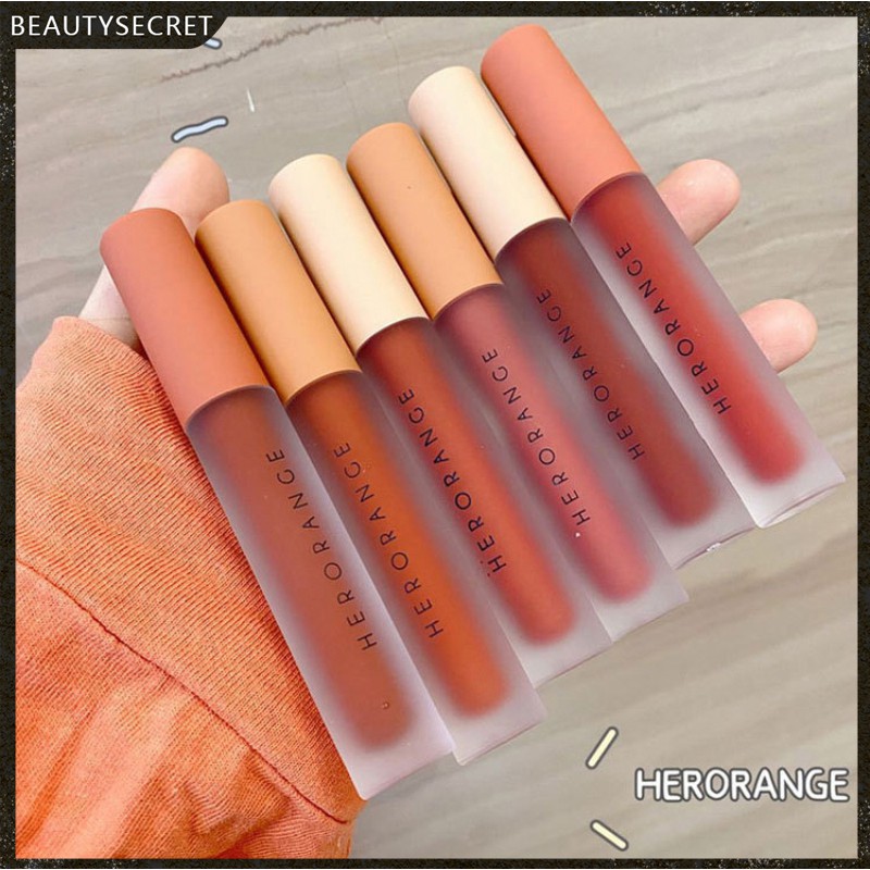 🔥 Son Kem Lì Herorange Siêu Xinh Chất Mềm Và Mịn Môi / Lẻ Cây Son Kem Lì Herorange Vỏ Đám Mây Trong Suốt HERORANGE Twilight Light Milkshake Velvet Air Matte Matte Lip Glaze